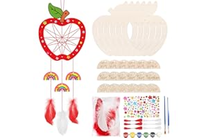 WEDNOK 6 Pack Thank You Teacher Gifts Apple with Rainbow Dream Catcher Craft Kit Teacher Appreciation Gifts, Preschool Nursery Leaving Graduation Presents Teacher Retirement Gifts
