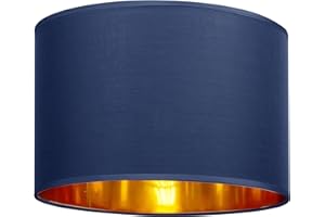 GIGGI Fabric Lamp Shades with Golden Inner Light Shade Ceiling – Modern Lampshades for Ceiling Lights, Lamp Shades for Table Lamps, Floor Lamps, Living Room, Bedroom, Home Décor (Blue, 12")