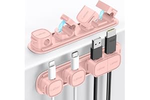 Laitver Clip per Cavi, 6 Pezzi Magnetico Fermacavi, Autoadesivi Organizer Cavi Scrivania con Base in Plastica, Accessori Scrivania Gestione Cavo per Auto, USB, Casa, Ufficio, Comodino