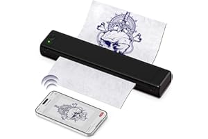 Odaro M08F Bluetooth Thermal Tattoo Printer - Portable Wireless Tattoo Stencil Machine with Smartphone & Laptop, Inkless Mobile Printer for DIY Tattoo Stencils (Black)
