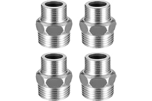 QEAPUG 4 Pz Maschio 3/4 "- Maschio 1" Connettore Doppio Nipplo, Raccordo Filettato Maschio in Acciaio inossidabile, Riduzione 1" Filettatura Maschio - 3/4" Filettatura Maschio per Tubi