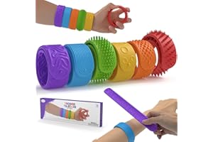 AOTBLCER Textured Slap Bracelets for Kids&Adults,6 Pcs Fidget Bracelet Stress Relief Sensory Toys for Kids with Autism ADHD Anxiety Aid, Classroom Rewards, Christmas Stocking Fillers for Teenage Girls Boys