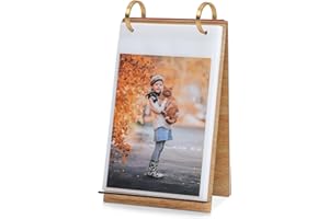 ZEEYUAN Álbum de fotos de 13 x 18 cm, álbum de fotos para insertar, marco de fotos para levantarse, álbum de madera para 60 imágenes