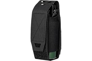 TOPTACPRO Support Molle pour Lampe de Poche Pochette à Chargeur Pochettes Tactiques Flashbang Pochettes d'outils Portables Multi-usages 500D Nylon (Black)