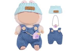 Vicloon Bekleidung für 17cm Plüsch, Puppenkleidungs Set für Puppe, Kuscheltier Kleidung Outfit, Puppenzubehör, Niedlich Outfit Accessoires für Puppen, Ideales DIY Kinder Geschenke-Blauer Wolloverall