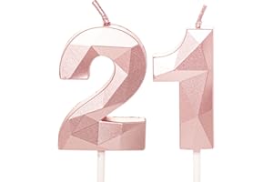 YAAVAAW 21st Birthday Candles, Rose Gold Number 21 Happy Birthday Candles, Her Women Cake Topper Decorations for 21 Year Old Birthday Party Wedding Anniversary Celebration Supply Rose Gold