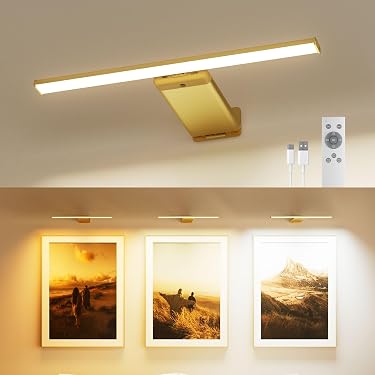 Lot De 3 Appliques Murales LED à Piles Gacqpli - Éclairage Intelligent Pour Tableaux Et Photos Avec Minuterie
