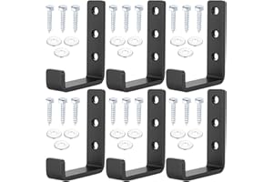 McBlast 6 Pcs Crochet Mural Garage, Crochets Muraux Robustes, Crochet Velo Mural, Crochets à Visser Métal, Support Crochets en J Noires pour Rangement de Garage Objets Encombrants Vélo(Grande)