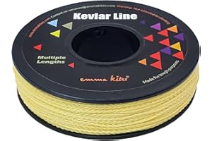 emma kites 100% Kevlar Braided Cord 100Lb ~ 2000Lb Low Stretch High Strength Fishing Assist Cord Camping Hiking Cordage Paracord Shock Cord Replace Repair