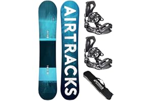 AIRTRACKS Snowboard Set Pack Planche Blue Drifter Wide Hybrid Rocker + Fixations Master + SB Sac 150 155 160 164 cm