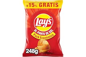 Lay's al punto de sal, Patatas Fritas de cultivos sostenibles con sabores vegetales, Producto de Aperitivo, bolsa familiar, 248 g