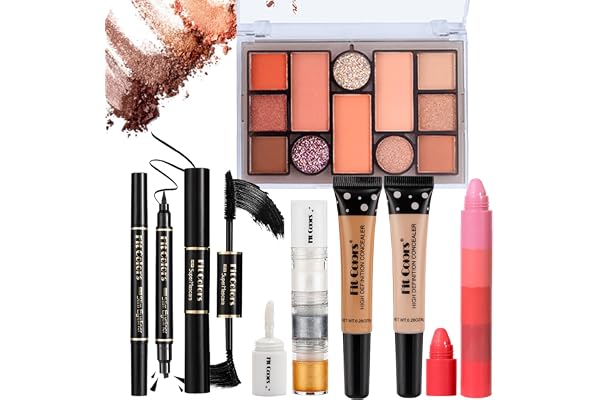 Joyeee Kit de maquillage Professionnel, Ensemble de Makeup avec Makeup Palette Correcteur Lipstick Mascara Eyeliner Gel Pailleté, pour le Visage Yeux et Lèvre, Portable Beauté Set pour Femme et Fille
