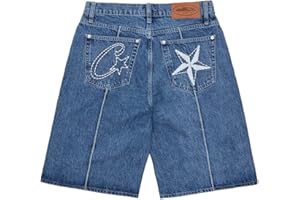 ORANDESIGNE Short Homme Cowboy Hip Hop Style Short Street Pocket Shorts Baggy Y2K Streetwear Unisexe Femme Jeans Straight Jorts pour Couples