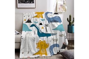 HZVRTN Coperta in morbida microfibra per bambini, motivo: dinosauri, motivo: dinosauri, 150 x 200 cm