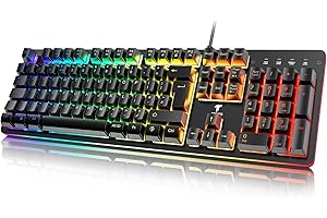 TECURS Gaming Keyboard Wired, RGB Backlit, Customizable Actuation, Anti Ghosting Silent Keyboard, 105 Keys Full Size Ergonomic Waterproof Keyboard for PC Gamers, QWERTY Layout