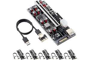 ACTIMED PCIE Riser 10 Kondensatoren, GPU Riser for Bitcoin ETH Mining, 1X bis 16X PCI Express (6PIN + MOLEX + SATA) und 60 cm USB 3.0 Kabel (6PCS)