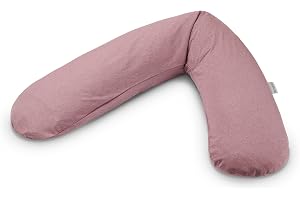 Theraline Den ursprungliga graviditetskudden för att sova, sidosovkudde med överdrag, komfortkudde med pärlfyllning, kroppskudde och pregnancy kudde (melange rosenträ)