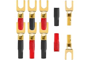 YARCHONN Connecteurs d'enceintes en Y, connecteurs de haut-parleurs de barrière plaquée or U fourche banane connecteurs pour haut-parleurs amplificateur de son système domestique câble audio, câble de