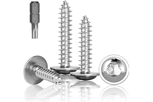 Jyvex 100 Stück Blechschrauben Edelstahl M5X30mm, Selbstschneidende Schrauben Mit Scheibe, A2 V2A Torx Schrauben Vollgewinde, Holzschrauben, Flachkopfschrauben mit T25 Bohrer