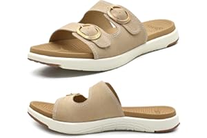 COFACE Womens Orthotic Slides Comfort Plantar Fasciitis Arch Support Slip on Flat Sandals Ladies Soft Cushion Fashion Yoga Mat Sliders With Adjustable Straps