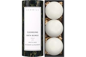 NEW MIUZ Sage Bath Bombs - Spiritual Bath Energy Clearing Protection Shielding - Smokeless Smudging Sage Rosemary and Spearmint - Relaxation Stress Relief Spa Gift Christmas Birthday
