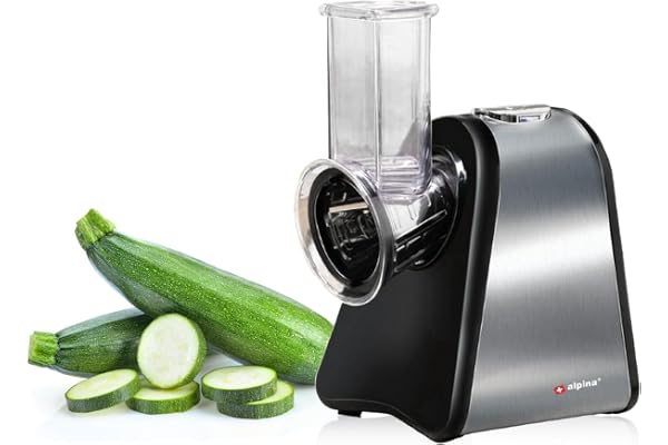 alpina Mandoline Cuisine Électrique - Coupe Legumes Multifonctions - Hachoir Électrique en Acier Inoxydable - Mandoline Coupe-Légumes - Coupe Legume - Hachoir à légumes, Argenté.