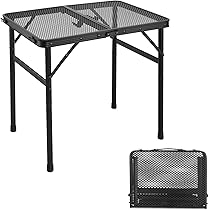 Anbte Opvouwbare Campingtafel 59x40.2x67cm Picknicktafel 3 In Hoogte Verstelbaar Met Opbergnet, Draagbare Buiten/Barbecue/Tuin/Vakantietafel- Zwart