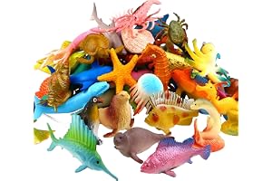 Funcorn Toys Ocean Sea Animal, 52 Pack Assorted Mini Vinyl Plastic Animal Toy Set, Realistic Under The Sea Life Figure Bath Toy for Child Educational Party Cake Cupcake Topper,Octopus Shark Otter