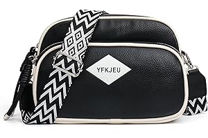 YFKJEU Handtasche Damen Mittelgroß Umhängetasche Damen Crossbody Bag Damen Breiter Gurt Tasche Damen Veganes PU Leder mit Abnehmbarem Schultergurt