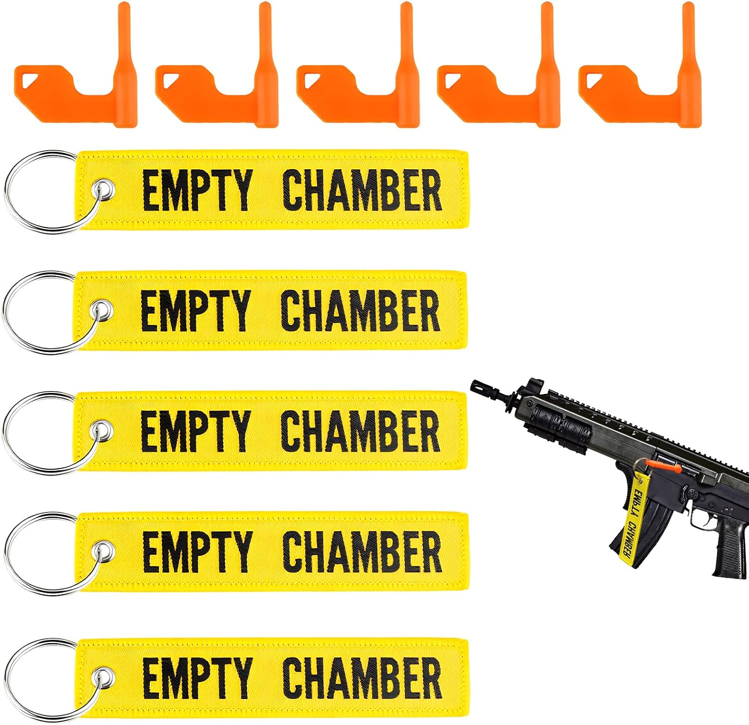 EuSupNova 5 Piezas Banderas de Seguridad para Cámara de Pistola, Universal para Cámara Vacía Compatible con Bandera de Seguridad para Rifle de Caza Pistola, Incluye 5 llaveros