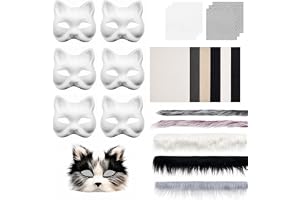 OMJMYY Therian Mask gör-det-själv-set, 6 stycken kattmasker att måla