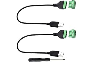 zdyCGTime USB 2.0 A Screw Terminal Block Connector Cable USB 2.0 A Male Plug to 5 Pin/Way Female Bolt Screw with Shield terminals Pluggable Type Adapter Connector Converter Cable.(30CM/2Packs)