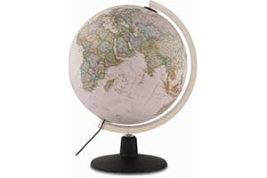 Tecnodidattica – NATGEO Executive Globe | Illuminated and revolving |Political and physical cartography in vintage National Geographic style | Text in English | 12"/30cm Diameter