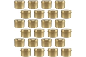 HAKZEON 24 PCS 4 oz Gold Candle Tins with Lids, Empty Candle Jars, Metal Tins Candle Containers for Making Candles, Arts & Crafts Projects