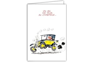 AFIE GLCT-0123 Gaston Lagaffe Carte d'anniversaire avec Motif Un an de plus Voiture Fleur