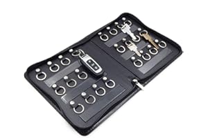 OFFIDIX Przenośne etui na klucze zapinane na zamek błyskawiczny, skórzany organizer na klucze, szafka na klucze z 24 haczykami dla agenta nieruchomości, kierownika hotelu, Czarny, 8.25 x 9.8 x1.57,