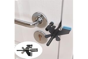 Original Trustella Heavy-Duty Portable Door Lock - Stainless Steel Security Device for Enhanced Safety - Ideal for Home, Travel, Hotels, Apartments - Silicone Protector Caps Included (1, Black)