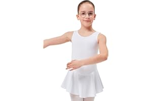 tanzmuster ® Justaucorps Danse Fille -Nora- à Bretelles Larges avec Jupette pour la Danse Classique en Rose, Rose Vif, Blanc, Noir, Lilas, Lavande, Bleu Marine et Bordeaux