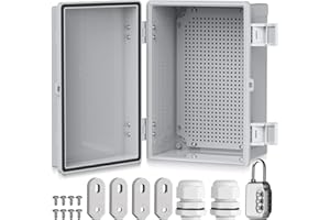 EYPINS Boîte de distribution étanche IP67, boîte de jonction étanche en plastique ABS - Boîtier extérieur - Boîte électrique avec accessoires de montage - 30 x 20 x 16 cm - Armoire électrique grise