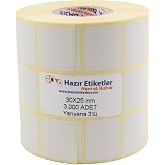 hazır etiketler , hazır al hızlı al Eko Termal Etiket, 30mm x 25mm 3000 Adetli 3l&uuml; Yan Yana Sarılmış Rulolar 40mm Kuka &Ccedil;apınd