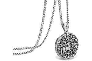 Speroto Zodiac Necklace - Stainless Steel 12 Constellation Necklace for Men/Women Matching Necklaces - Horoscope Astrology 3D Embossed Pendant Necklace - Gifts for Women and Men