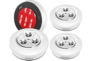 SOAIY 4PZ Luce adesiva a batteria Luci Armadio Luce notturna Più grande e luminoso Risparmio energetico Leggerissimo per Cucina, Corridoio, Scale, Camere per bambini, Garage, Bianco