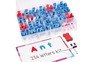 VoSinrly Magnetic Letters 234 Pcs with Magnetic Board and Storage Box - Uppercase Lowercase Foam Alphabet ABC Magnets for Fridge Refrigerator - Educational Toy Set for Classroom Kids Learning Spelling