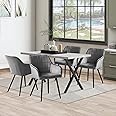 CLIPOP Dining Table and Chairs Set 4, 140 cm Marble Veneer Rectangle Kitchen Table and Velvet Dining Chairs with Metal Legs for Home Office Dining room Set