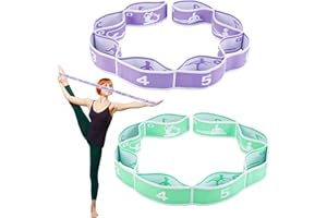 Meng Jiaran 2 Pcs Stretching Bands, Yoga Straps with 8 Adjustable Loops, Stretch Bands for Exercise, Leg and Hamstring Stretcher for Gymnastics, Pilates, Yoga, Dance, Fitness Resistance