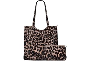 GASSDA Handtasche Damen Groß Shopper Tasche Damen Cord Tasche Tote Bag mit Reißverschluss für Arbeit Einkaufen Fitness Reisen (B-Leopardenmuster)