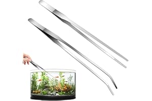 Diffaxy Zakrzywiona pęseta do akwarium, 2 sztuki, prosta pęseta i zakrzywiona końcówka, długa 27 cm pęseta ze stali nierdzewnej do jaszczurek, pająków, węży, akwarium, narzędzie do karmienia