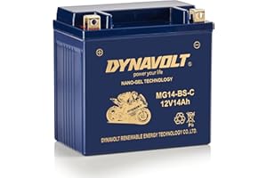 Batterie moto Dynavolt NANO-GEL MG14-BS-C 12V 14Ah 315A, remplace YTX14-BS, dimensions : 150x86x145mm, sans entretien et étanche Batterie moto gel