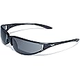 Global Vision Eyewear T-4 Series Motorcycle Sunglasses/Biker Wrap Tinted Glasses with Gloss Black Frames and Smoke Lenses