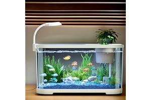 WIROOUIA Aquarium Starter Kits, 11L Small Fish Tank with Filter and LED Light, Silent & Self Cleaning Nano Aquarium, Decoration Tropical Fish Tank Kit for Betta Shrimp Goldfis-h